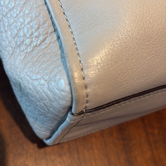 Coach Bleecker  mini Riley Satchel Crossbody bag  leather  gray/taupe excellent - Picture 13 of 17